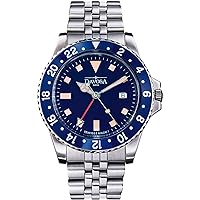 Professional Men Watch, Quality Swiss Made Quartz, GMT Dual Time Analog Dial, Luxury Vintage Fashion Wrist Band Watch