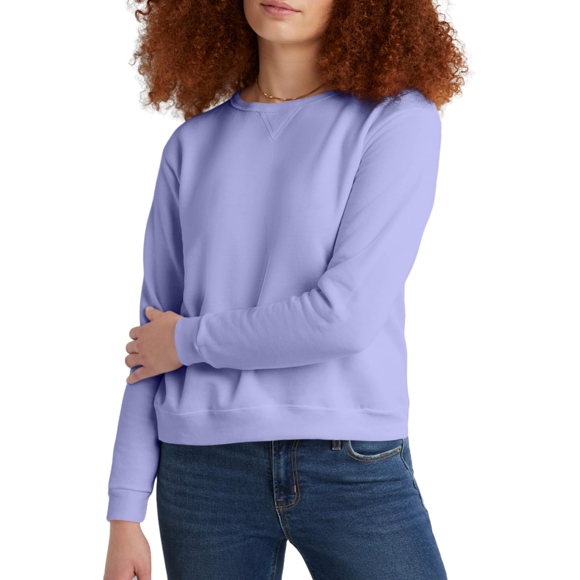 Hanes EcoSmart V-Notch Crewneck, Fleece Pullover Sweatshirt for Women