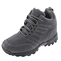CALTO Men's Invisible Height Increasing Elevator Shoes - Suede Lace-up Hiking Boots - 4 Inches Taller