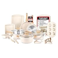 Martha Stewart Collection Lockton Ceramic Interior 10 Piece Cookware Set - Butter Cream