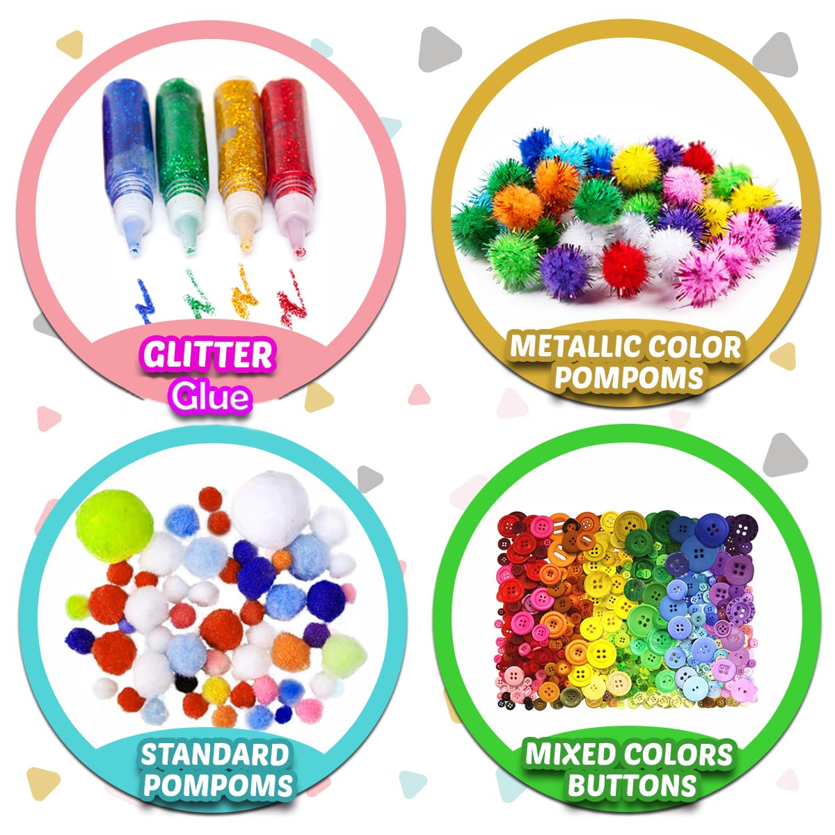 FUNZBO Arts and Crafts Supplies for Kids Crafts - Arts and Crafts for Kids Age 4-8, 4-6, 8-12 with Glitter Glue Stick for Kids, Pipe Cleaners Craft & Craft Tools, DIY School Supplies Kit, Girls Toys