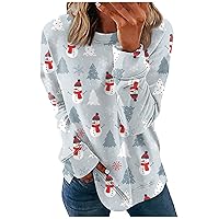 Womens Tops Long Sleeve Crew Neck Sweatshirts Christmas Snow People Graphic Pullover Tops Daily Going Out Shirts