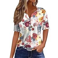 Fourth of July Tops T Shirts for Women Summer Color Cute Short Sleeve Printed Tops for Women 2024