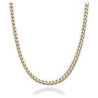 Miabella Solid 18K Gold Over 925 Sterling Silver Italian 2.5mm Franco Square Box Link Chain Necklace for Men Women, Made in Italy