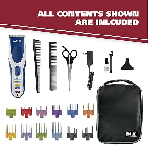 Wahl Color Pro Cordless Rechargeable Hair Clipper & Trimmer – Easy Color-Coded Guide Combs - for Men, Women, & Children – Model 9649P