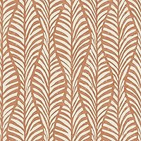 Tempaper Red Block Print Leaves Removable Peel and Stick Wallpaper, 20.5 in X 16.5 ft, Made in The USA