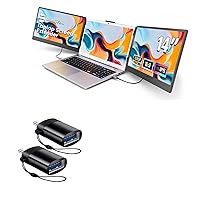 BoxWave Cable Compatible with Domyfan S2 Triple Portable Monitor (14 in) - USB-C to A PortChanger (2-Pack), USB Type-C OTG USB Portable Keychain - Slate Black