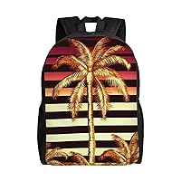 Laptop Backpack for Women Men Lightweight Daypack With Side Mesh Pockets Golden striped palm tree Backpacks