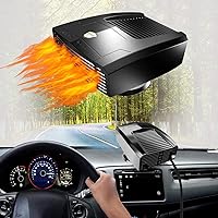 Car Heater,12V/180W Portable Heater Fan Windshield Defogger and Defroster 2 in 1 Heating & Cooling Fan with Cigarette Lighter Plug 360° Rotary Base(Black)