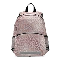ALAZA Rose Gold Abstract Floral Casual Daypacks Bookbag School Bag with Chest Strap