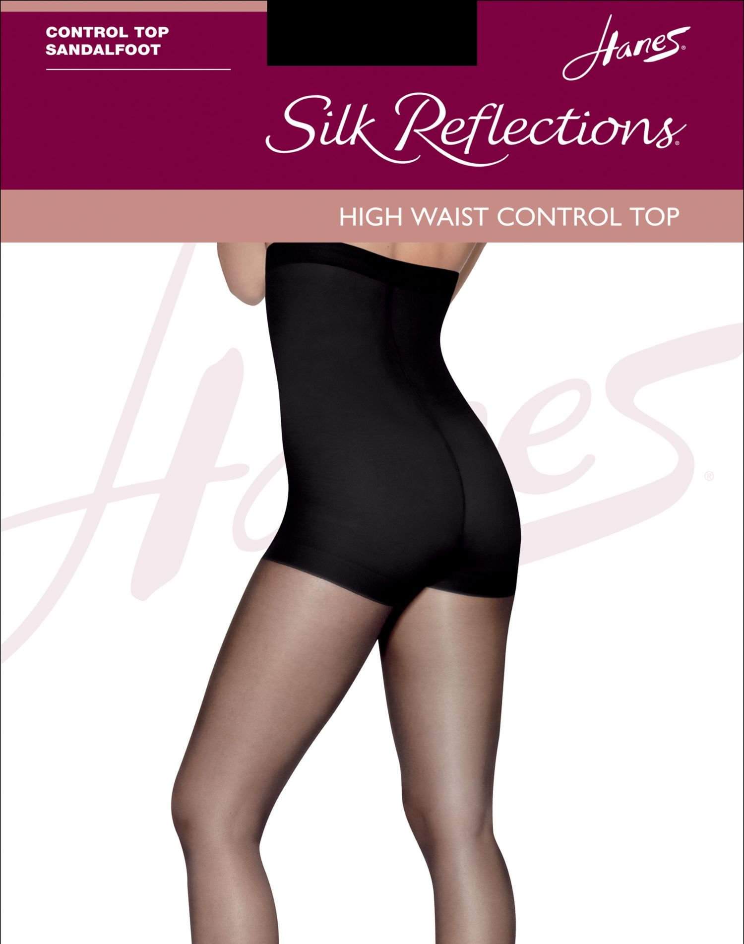 Hanes Silk Reflections Women's High Waist Control Top Sandalfoot Pantyhose