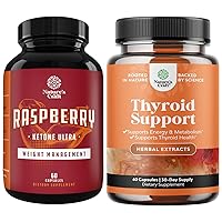 Bundle of Raspberry Ketones, Green Tea Extract & African Mango Blend and Pure Thyroid Support Supplement for Women - Lose Weight Faster - Mood Support and Natural Energy Pills