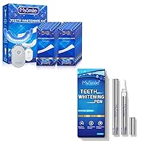 MySmile 28PcsTeeth Whitening Strips with LED Light and 2PcsTeeth Whitening Pen, 10 Min Fast Whitening, Helps to Remove Stains from Coffee, Smoking, Wines