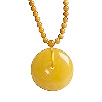 Natural Amber Crystal Gem Jewelry Necklace Pendant With Bead Chain 18K