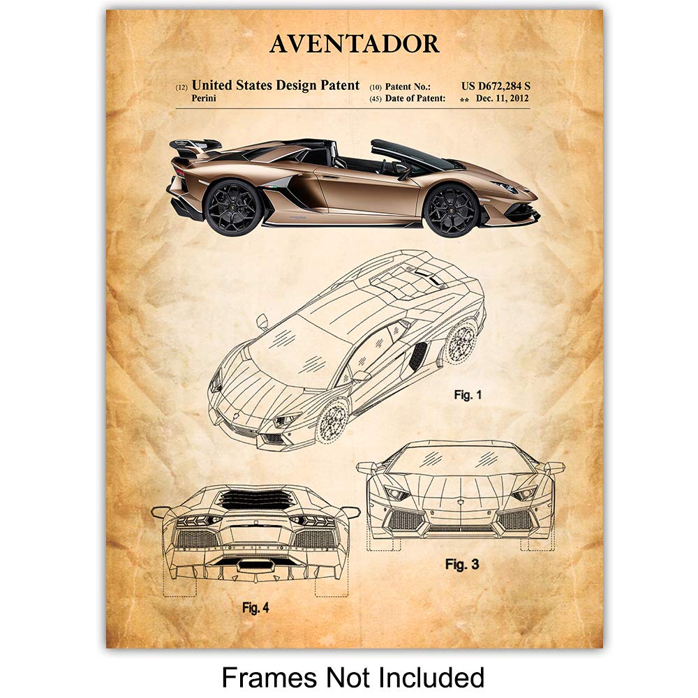 Mua Lamborghini Aventador, Terzo Millennio, Huracan, Murcielago -  Lamborghini Poster Set - Lambo Patent Prints - Cool Unique Gift for Men,  Boys, Grand Prix, Nascar Fan - Sports Bar, Garage Wall Art