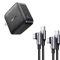 UGREEN USB C Charger 65W 4 Ports USB C Power Adapter Bundle with USB C to USB C Cable 60W 2-Pack, 6ft