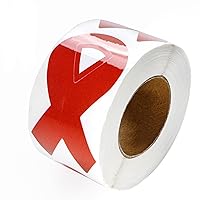 Red Ribbon Shaped Awareness Stickers for Heart, AIDS/HIV Awareness & Fundraising - Perfect for Events, Support Groups, Fundraisers and More! (1 Roll -250 Stickers) (1 Roll - 250 Stickers)