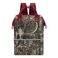 Deer Hunting Camo Buffalo Skull Travel Backpacks Multifunction Mommy Tote Diaper Bag Changing Bags