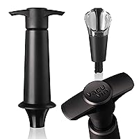 Vacu Vin Wine Saver & Server - Black - 1 Pump 1 Stopper-Pourer - Keep Wine Fresh for Up to a Week with Airtight Seal - Vacuum Pump with Wine Bottle Stopper and Pourer