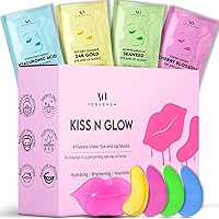 Under Eye Patches & Lip Patches Set of 28 - Under Eye Patches for Dark Circles and Puffiness - Lip Mask for Dry Lips - Hydrating 4 Flavors Eye Masks (Reduce Dark Circles) & Lip Masks (Soft Plump Lips)
