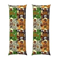 Beer Print Pillow Cover Long Pillow Case,20x54in Hair and Skin,Coffee Party, Hotel Quality