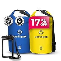 Earth Pak Waterproof Dry Bag - Roll Top Waterproof Backpack Blue 10L & Yellow 10L