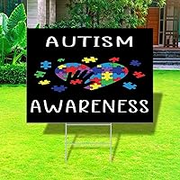 Autism Awareness Yard Signs Double SidedCorrugated Yard Sign Love Autistic Child Fade Resistant Ink Yard Sale Signs with Stakes Party Decorations Made in USA 18x24 Inch