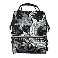 Diaper Bag Backpack Black and white design pattern Maternity Baby Nappy Bag Casual Travel Backpack Hiking Outdoor Pack