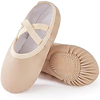 TIEJIAN PU Ballet Shoes for Girls - Dance Practice Slippers for Girls, No-Tie Sole Yoga Gymnastics Shoes(Toddler/Little Kid/Big Kid)