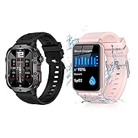 Running Watches for Women/Men, Smart Watch, 110+ Sports Modes 1.96'' Touch Screen Health Watch Men with Blood Pressure/Blood Oxygen/Heart Rate/Sleeping Tracking Compatible with iOS/Android