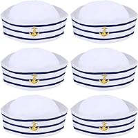 6 Pieces Sailor Hat Captain Navy Hat Blue with White Sail Hats for Kid Navy Costume Accessory, Dressing Up Party