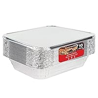 Stock Your Home 9x13 Pans with Lids (10 Pack) - Aluminum Foil Pans with Lids - Disposable Foil Tray - Half Size Steam Table Deep Pans - Tin Foil Pans for Cooking, Food Storage, BBQ, Grilling, Catering