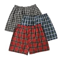 Fruit of the Loom Men's 3-Pack Assorted Tartan Plaids Woven Boxers