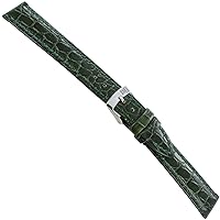 16mm Milano Green Croco Grain Genuine Leather Stitched Men's Watch Band 751