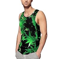 Marijuana Leaves Men's Sleeveless Vest Fashion Print Tank Tops Shirt For Casual Gym Workout