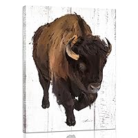 April Art Rustic Bison Wall Decor Highland Cow Picture Canvas Print for Home Living Room Decoration (12x16inch, Bison)