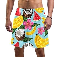 Tropical Fruit Pattern Mens Swim Trunks Quick Dry Swim Shorts with Mesh Lining Swimwear Bathing Suits