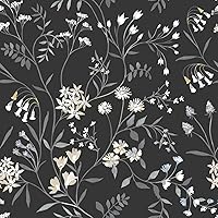 Roommates RMK12179PLW Black Meadow Mix Peel and Stick Wallpaper