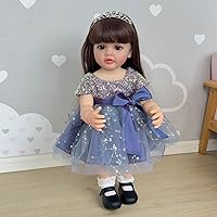 American Baby Doll Full Body Silicone Reborn Baby Dolls 22 inch Looks Real Life Cute Realistic Newborn Toys Princess Long Wig Babydoll Lovely Toddler Kids Gift for Girls Age 6+