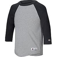 Champion Youth Raglan Baseball T-Shirt,Oxford Grey/Black,L,2PK
