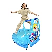 Baby Shark Family Mini Trampoline, Indoor Kids Trampoline for Toddlers with Handle, Features Brooklyn and Friends