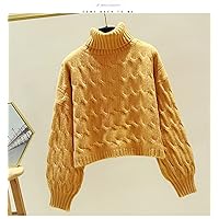 Oversize Sweater Pullover for Women - Winter Turtleneck Long Sleeve Knitted Jumper Pullover, Autumn Thick Short Kni