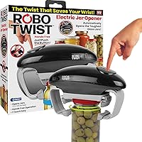 Robotwist Jar Openers Top Rated for Seniors, Automatic Jar Opener, Deluxe Model with Improved Torque, Robo Twist Kitchen Gadgets for Home, Handsfree Easy Jar Opener – Works on All Jar Sizes, Black