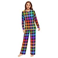 ALAZA Colored Wavy Rainbow Stripes Couples Matching Pajamas Sets