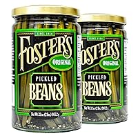 Fosters Pickled Green Beans- Original- 32oz (2 Pack) - Pickled Green Beans in a Jar - Traditional Pickled Vegetables Recipe for 30 years - Gluten Free- Fat Free - Preservative Free - Pickled Beans