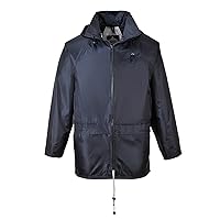 Portwest US440 Men's Waterproof Rain Jacket - Lightweight Durable Hooded Weather Protection Safety Jacket Navy, XX-Large