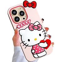 Compatible with iPhone 14 Pro Max Case, Cartoon Cute Funny Kawaii Cat Kitty Phone Case 3D Character Soft Silicone Cover Case for Kids Girls and Womens