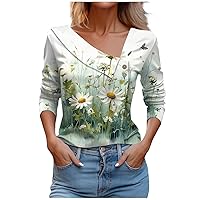 Womens Shirts Trendy V Neck Vintage Comfortable Fitting Tops for Women Printing V Neck T Shirts for Women