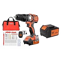 20V Cordless Drill with 2Pcs Batteries and Fast Charger, 1/2-Inch Keyless Chuck, Power Drill Driver with 64 PCS Accessories