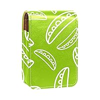 Green Pea Pod Small Lipstick Case with Mirror for Purse, Durable Leather Cosmetic Makeup Holder, Portable Travel Cosmetic Storage Kit